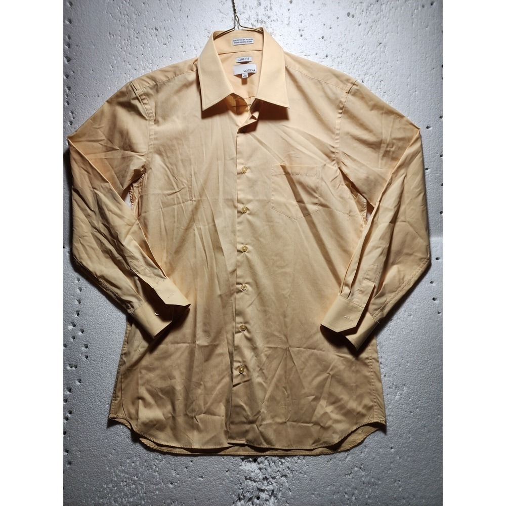 Modena Shirt Men Size 16 Tall Slim Fit Long Sleeve Collared Casual Button Up